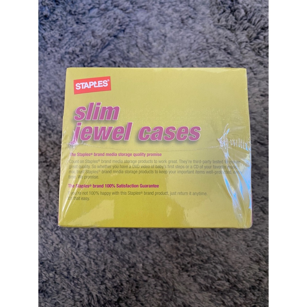Staples 50 Pack Slim Jewel Cases 5mm Clear and Assorted Colors CD DVD 445567